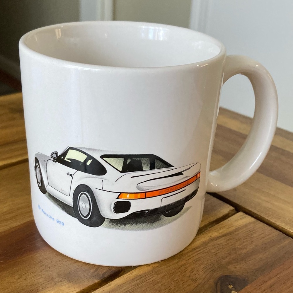 Vintage Porsche 959 Coffee Mug White 80s - 90s